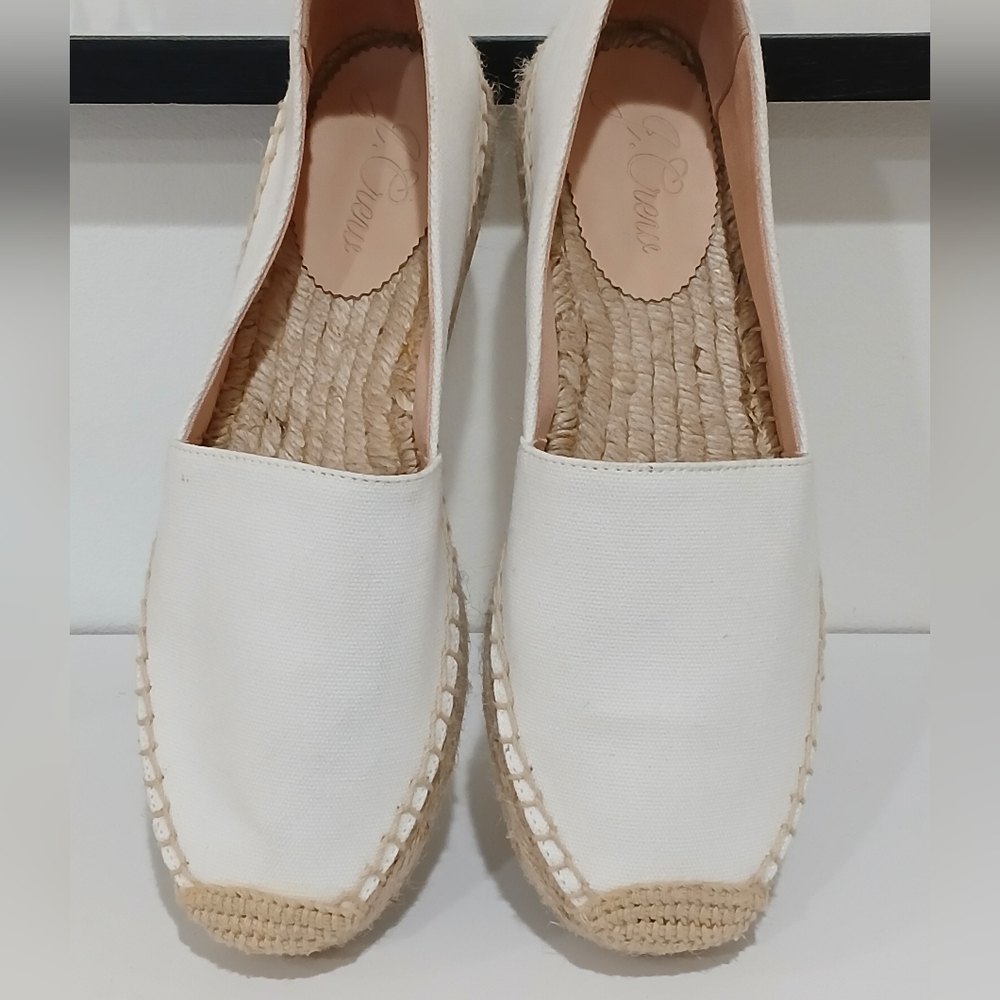 J.Crew Espadrilles Flat Slip Ons/Off White Sz 8  LIKE NEW